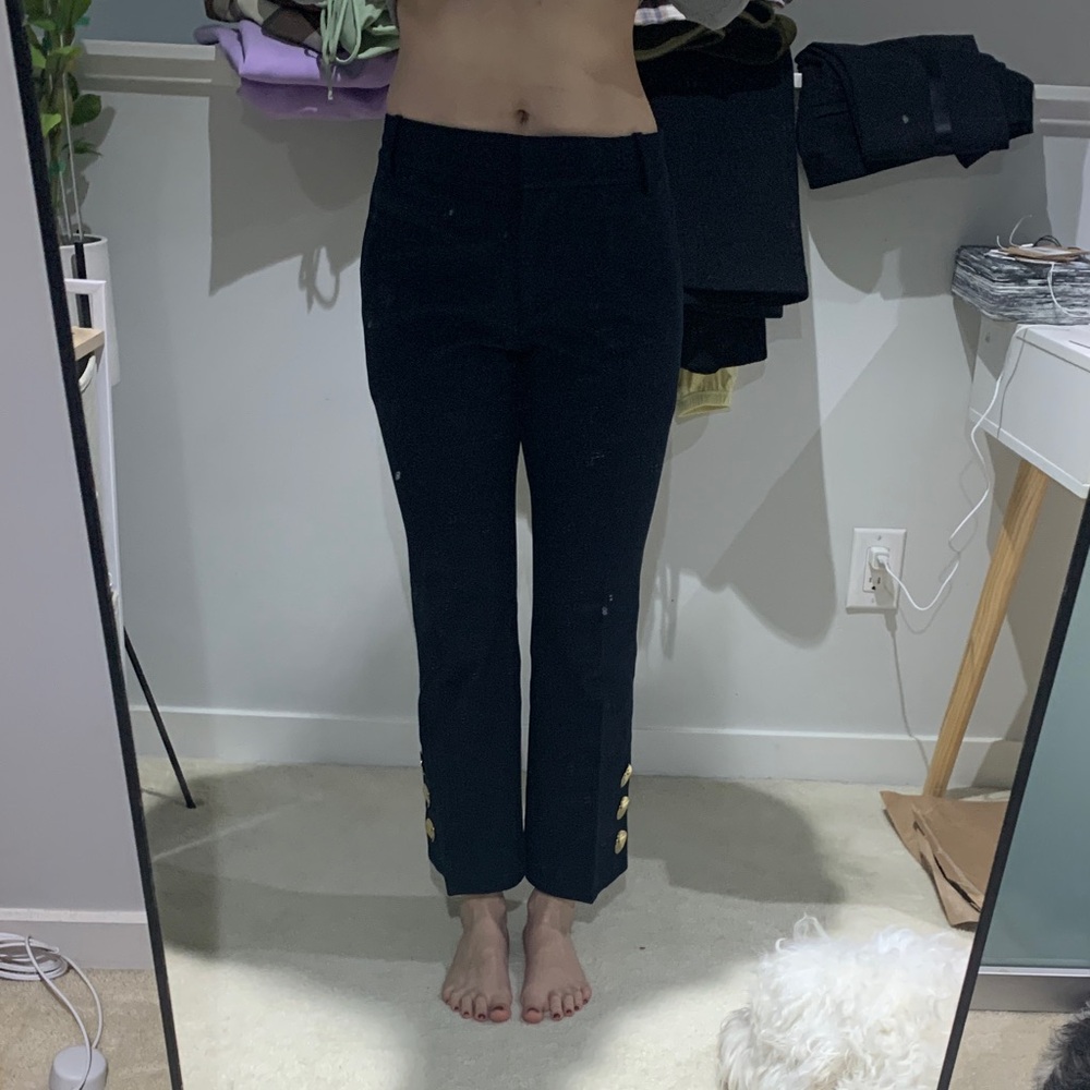 10 Crosby Derek Lam Black Ankle Pants with Gold Buttons